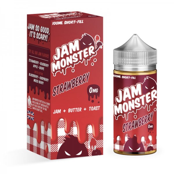 STRAWBERRY E LIQUID BY JAM MONSTER 100ML 75VG