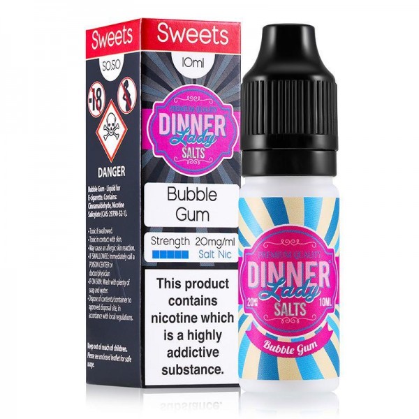 BUBBLE GUM NICOTINE SALT E-LIQUID BY DINNER LADY S...