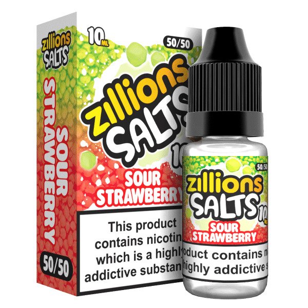 SOUR STRAWBERRY ZILLIONS NICOTINE SALT E-LIQUID BY...